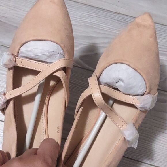 (27-3029) COUTGO Women's Pointed Toe Flats Buckle Faux Suede Sz 5.5 - Picture 8 of 12